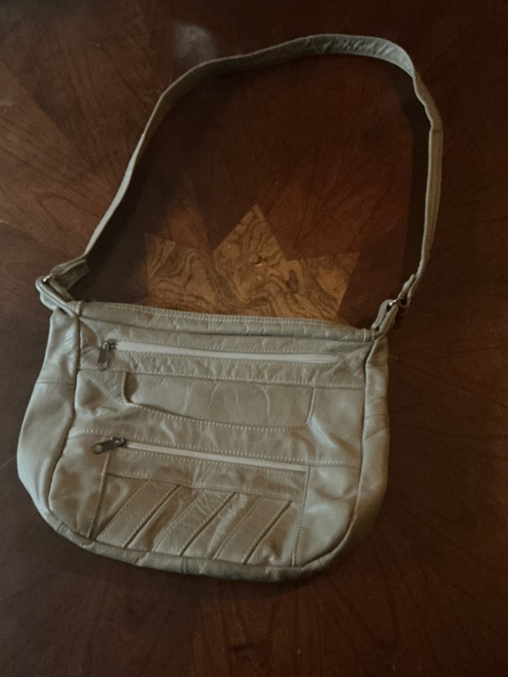 Light Taupe Shoulder Bag with Zip Pockets